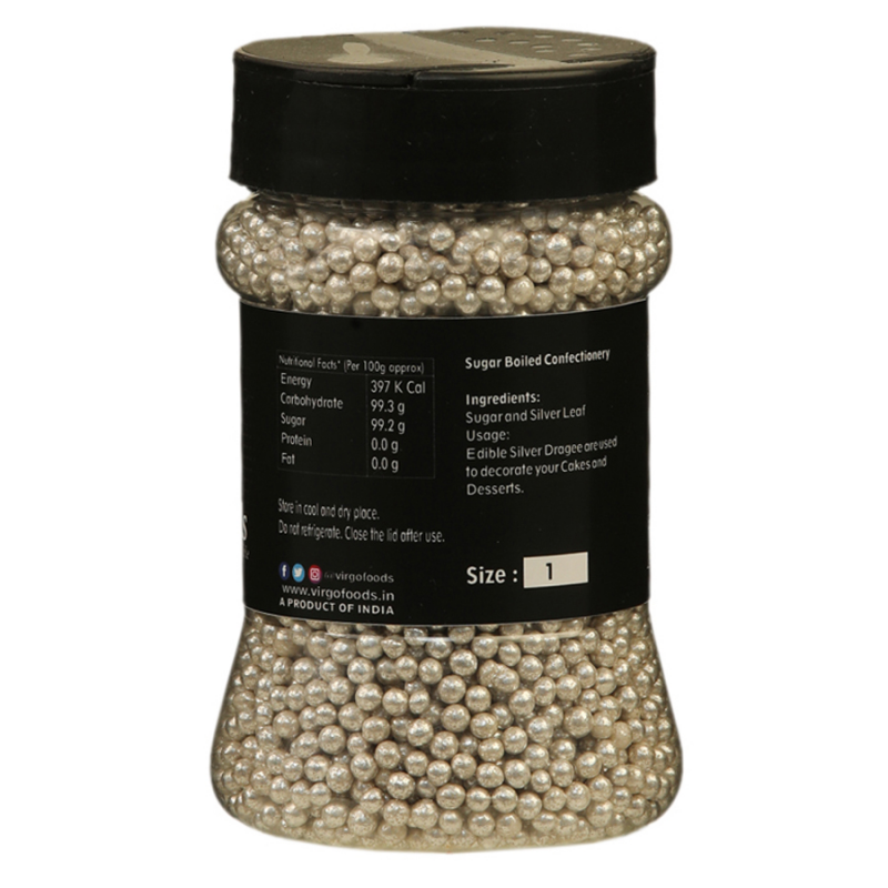 Virgo Silver Balls Edible  Size 1 - 175 Gms