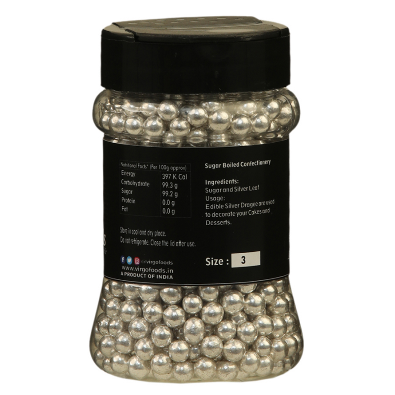 Virgo Silver Balls Edible  Size 3 - 175 Gms